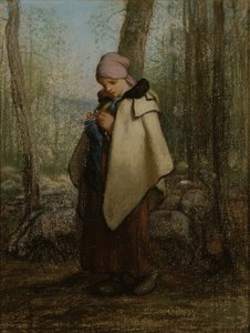 Die strickende Schäferin von Jean-Francois Millet