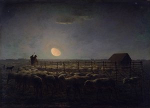 The Sheepfold, Moonlight de Jean Francois Millet