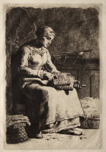 Mulher Cardando Lã de Jean-Francois Millet