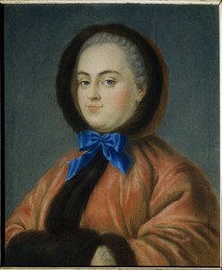 Inverno. Retrato da Princesa Daria Alexeyevna Golitsyna (1724-1798). (Retrato de Inverno da Princesa Daria Alexeyevna Golitsyna). Trabalho de Jean Francois Samsois (activo em meados do século XVIII), pastel sobre papelão de Jean Francois Samsois