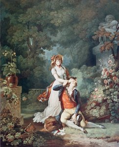O Amante Surpreendido, gravado por Charles Melchior Descourtis (1753-1820) (gravura a cores) de Jean Frederic (after) Schall