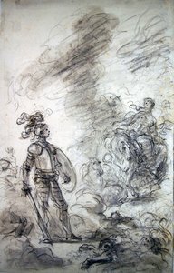 Lidia avança para conhecer Alceste (caneta e tinta, giz e lavagem em papel) de Jean Honore Fragonard