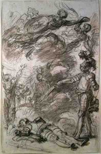 Orlando devolve Bireno a Olympia (giz e lavagem em papel) de Jean Honore Fragonard