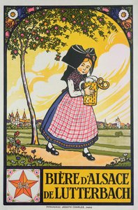 Cartaz publicitário de cerveja de Lutterbach, Alsácia (lito a cores)