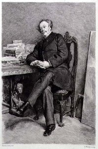 Alexandre Dumas fils (1824-95) , romancista e dramaturgo francês, gravado por A Mongin (gravura) de Jean-Louis Ernest (after) Meissonier