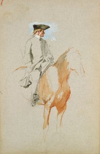 Cavaleiro com Chapéu de Tricórnio (aguarela, caneta e tinta) de Jean Louis Ernest Meissonier