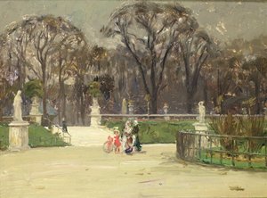 No Jardim do Luxemburgo (óleo sobre tela) de Jean Louis Lefort