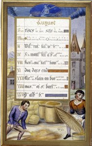 A colheita (signo da virgem) - fac-símile das Horas de Ana de Bretanha, de Jean Bourdichon