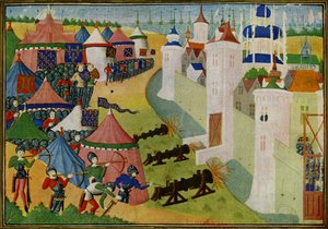 O assalto à cidade forte de Afrique, atual Mehadia, na Tunísia, das Crónicas de Froissart