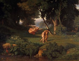 Adam and Eve Chasse du Paradis Painting by Achille Benouville (1815-1891) 1841 Sun. 1,45x1,46 m Besancon, Musee des Beaux Arts