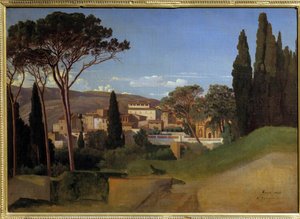 Vista de uma pintura de Villa Romana de Aquiles J. Benouville (1815-1891) 1844 Sol. 0,51 x 0,72 m Paris, musee d