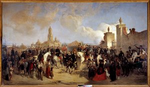 Expedição do México (1861-1867): "Entrou na força expedicionária francesa na Cidade do México em 10/06/1863, General Forey recebe da Prefet Azcarte as chaves da cidade" Pintura de Jean Adolphe Beauce (1818-1875) 1868 Sun. 2,15x3,75 m .