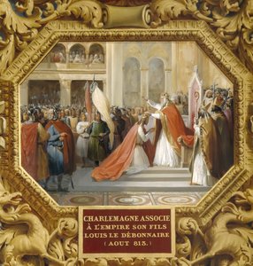 Carlos Magno coroa seu filho Luís, o Pio, em 813