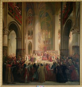 Encontro dos Estados Gerais de Paris em Notre-Dame após a morte de Carlos IV (1295-1328) de Jean Alaux