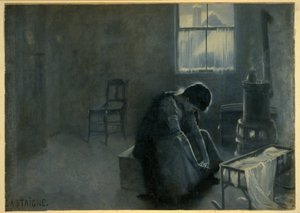 Tem sido um Inverno difícil, pub. 1893 (litografia a cores) de Jean Alexandre Michel Andre Castaigne