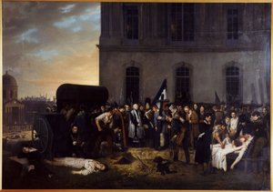 Enterro temporário das vítimas de julho em frente à colunata do Louvre