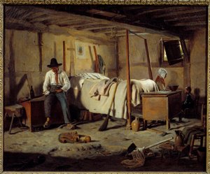 The poacher Painting by Jean Alphonse Roehn (1799-1864) 1850 Dim. 0,5x0,6 m