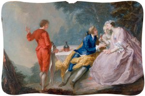 Fete galante: Peça de conversação, c.1730 (óleo sobre tela) de Jean Antoine (after) Watteau