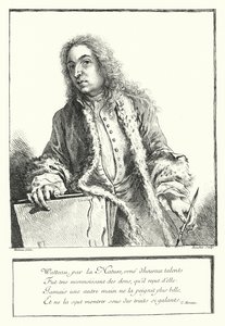 Auto-retrato do artista francês Antoine Watteau (gravura) de Jean Antoine (after) Watteau