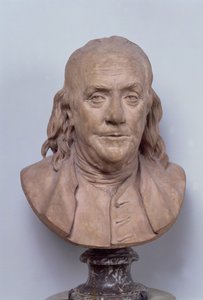 Busto de Benjamin Franklin (1706-90) 1778 (terracota) (ver também 102249) de Jean Antoine Houdon