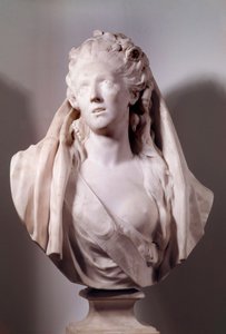 Busto de Sophie Arnould (1740-1802) cantora representada no papel de Iphigenie Sculpture por Jean Antoine Houdon (1741-1828) 1775 Paris, Musee du Louvre de Jean Antoine Houdon