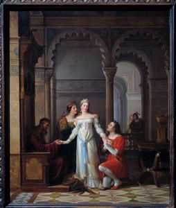Donkey Skin Ilustração do conto de Charles Perrault (1628-1703) com o mesmo nome, representando a jovem princesa no palácio do seu pai apaixonado por ela. Pintura de Jean Antoine Laurent (1763-1832) 1819 Sol. 0,55x0,45 m Bourg en Bresse, musee de