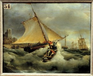 Um mau momento. Pintura de Theodore Gudin (1802-1880) de Jean Antoine Theodore Gudin