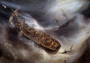 Devoção do Capitão Dess, de Bordeaux, para o navio holandês Columbus, na Pintura Tempete de Theodore Gudin (1802-1880) 1829 Sun. 2,1x2,95 m Bordeaux, Musee des Beaux Arts