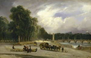 Le Cours-la-Reine, cerca de 1828 (óleo) de Jean Antoine Theodore Gudin