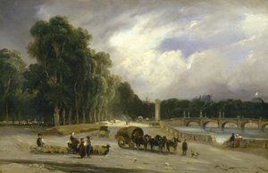 Vista do Cours la Reine, c.1828 (óleo sobre tela) de Jean Antoine Theodore Gudin