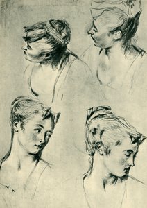 Quatro estudos sobre mulheres chefes, início do século XVIII, 1943. de Jean Antoine Watteau
