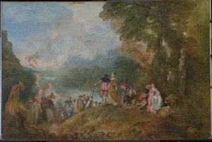 Peregrinação ao embarque de Cythera para Cythera, 1717 de Jean Antoine Watteau