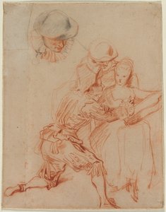 Estudo para "The Romancer" de Jean Antoine Watteau