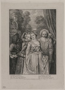 As roupas são italianas de Jean Antoine Watteau