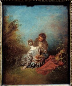 O passo errado. Pintura de Jean Antoine Watteau (1684-1721) de Jean Antoine Watteau