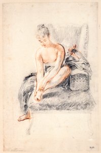Jovem, nua, segurando um pé nas mãos, 1716-18.