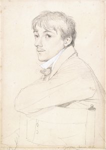 Jean-Louis Provost, sentado e apoiando o braço esquerdo nas costas de uma cadeira, 1813 de Jean Auguste Dominique Ingres