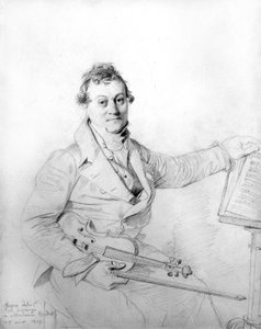 Jean Auguste Dominique Ingres com o seu violino. desenho de Jean Auguste Dominique Ingres
