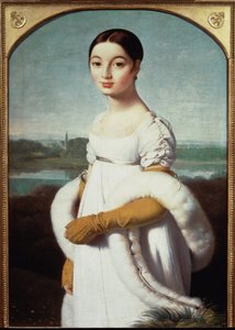 Retrato de Mademoiselle Caroline Riviere - óleo sobre tela de Jean Auguste Dominique Ingres