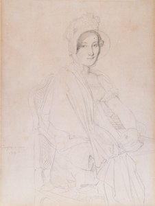 Retrato de Marie Marcoz, mais tarde Vicomtesse de Senonnes de Senonnes, 1813 (lápis de grafite em papel tufado) de Jean Auguste Dominique Ingres