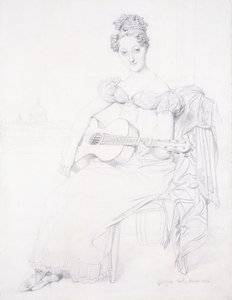 Retrato da senhorita Elizabeth Keating tocando sua guitarra, 1816 de Jean Auguste Dominique Ingres