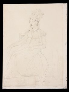 Retrato da Rainha Caroline Murat (lápis sobre papel) de Jean Auguste Dominique Ingres