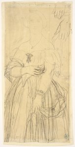 Estudo para o vestido e as mãos de Madame Moitessier de Jean Auguste Dominique Ingres