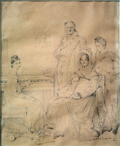 O retrato da família Stamaty em torno de Constantin Stamaty, de origem grega, antigo agente secreto ao serviço da França revolucionária, depois cônsul da França na Civitavecchia. Desenho de uma mina de chumbo por Jean Auguste Dominique Ingres (1780-1867) 1 de Jean Auguste Dominique Ingres