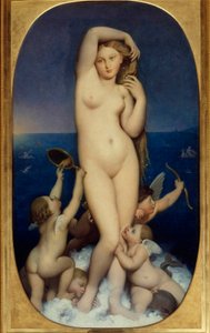 Pintura Venus Anadyomene de Jean Auguste Dominique Ingres (1780-1867) Sol do século XIX. 1,6x0,9 m Chantilly, musee Conde - Vénus Anadyomene. Pintura de Jean Auguste Dominique Ingres (1780-1867) de Jean Auguste Dominique Ingres