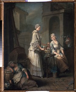 "The Flower Merchant" (Uma florista) Pintura de Jean-Baptiste (Jean Baptiste) Charpentier (1728-1806) 1795-1799 Museu Pushkin, Moscovo