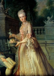 Retrato de Louise Adelaide, futura Duquesa de Orleans (1753-1821) Detalhe. Pintura de Jean Baptiste Charpentier (1728-1806) Século XVIII.
