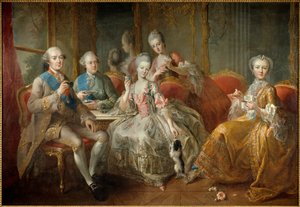 A Família do Duque de Penthievre em 1768 ou "La Tasse de Chocolat": retratos reunidos do Duque de Penthievre (1725-1793), do seu filho Príncipe de Lamballe (1747-1768), da Princesa de Lamballe (1749-1792), da sua filha Mademoiselle de Penthi