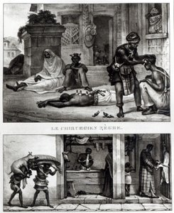Um cirurgião negro; Loja de um vendedor de carne de porco (litho) (foto a p/b)