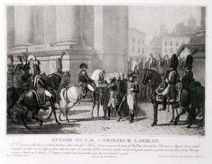 A Entrada de Napoleão em Berlim em outubro de 1806, gravada por Louis Jean Allais (1762-1833) (litho)